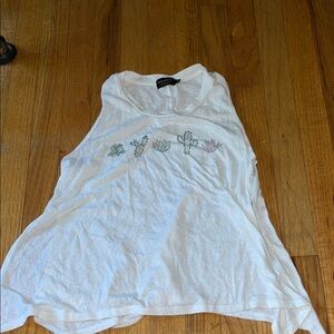 White Cactus Graphic Tank Top
